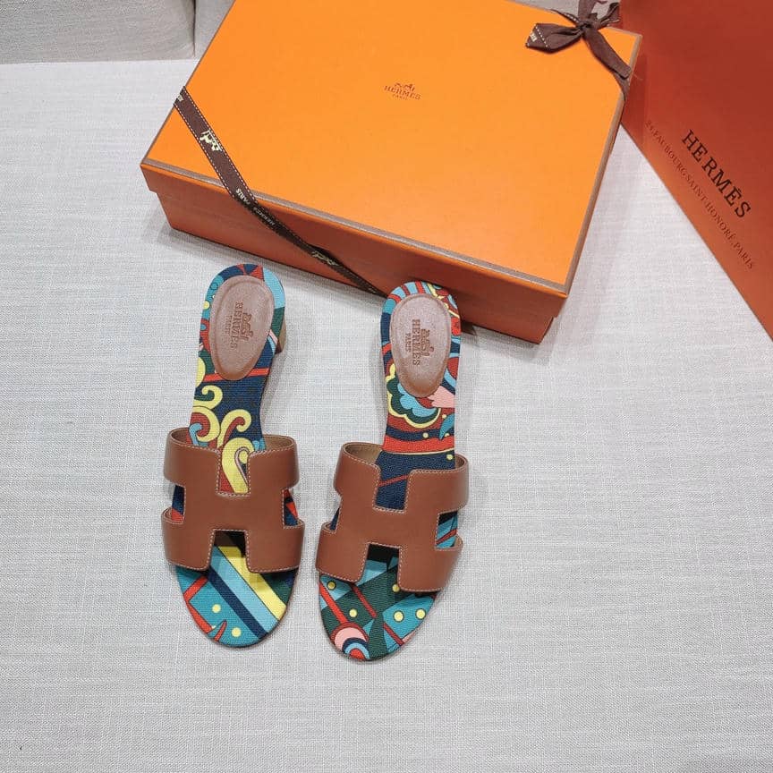Hermes floral print sandals-2